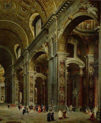 Kardinal Melchior de Polignac (1661-1742) besucht St. Peter in Rom (Detail) von Giovanni Paolo Pannini